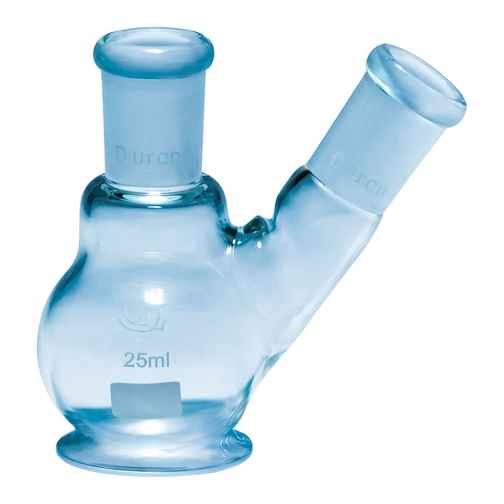 Merck Quickfit two-neck, round-bottom flasks