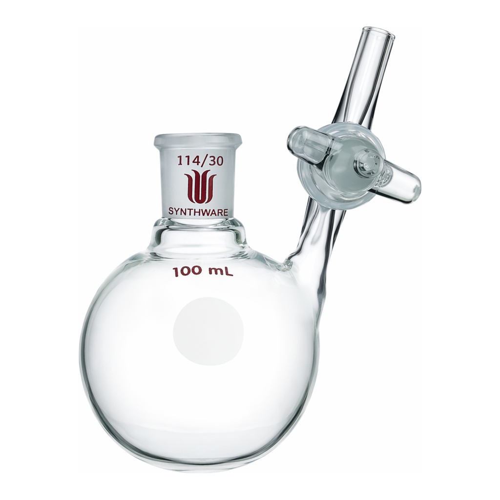 Merck Synthware single neck reaction flask with glass stopcock