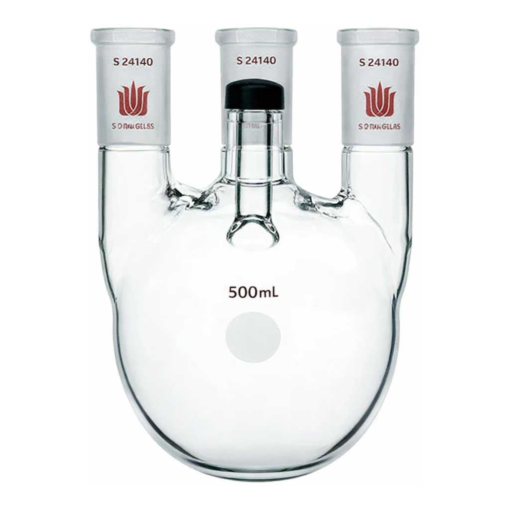 Merck Synthware four-neck round bottom flask with threaded side arm