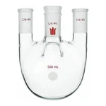 Merck Synthware four-neck round-bottom flask with vertical side necks