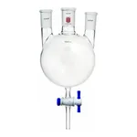 Merck Synthware three neck round bottom flask with bottom outlet