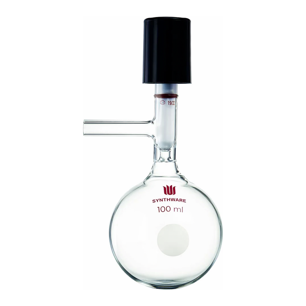Merck Synthware storage flask with high vacuum valve and side arm