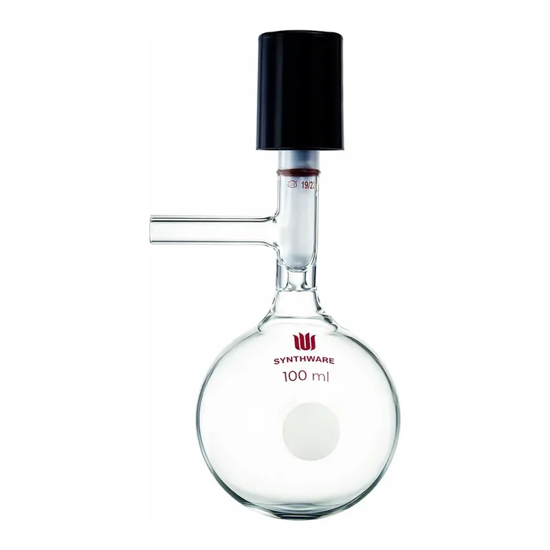 Merck Synthware storage flask with high vacuum valve and side arm
