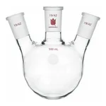 Merck Synthware three neck round bottom flask with angled side necks