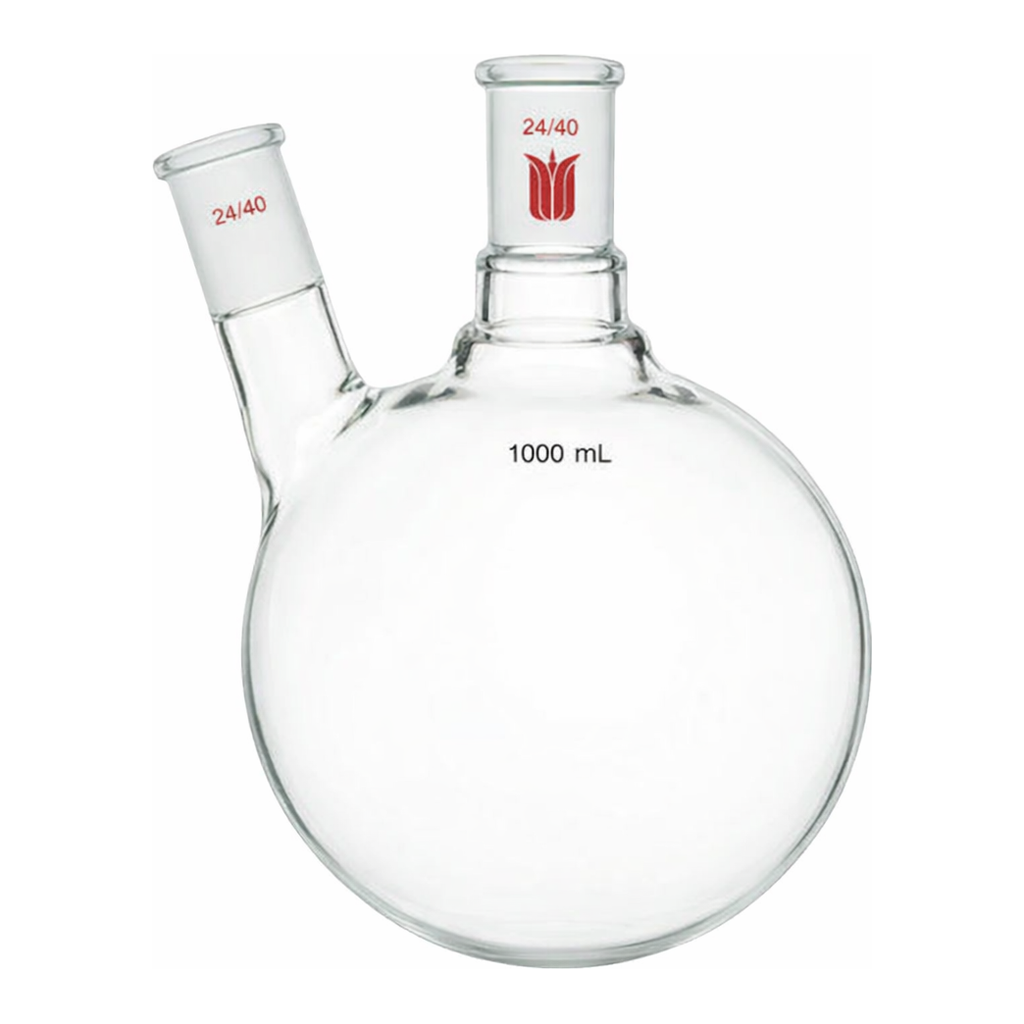 Merck Synthware two neck round bottom flask with angled side neck