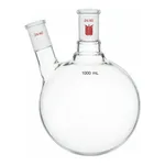 Merck Synthware two neck round bottom flask with angled side neck