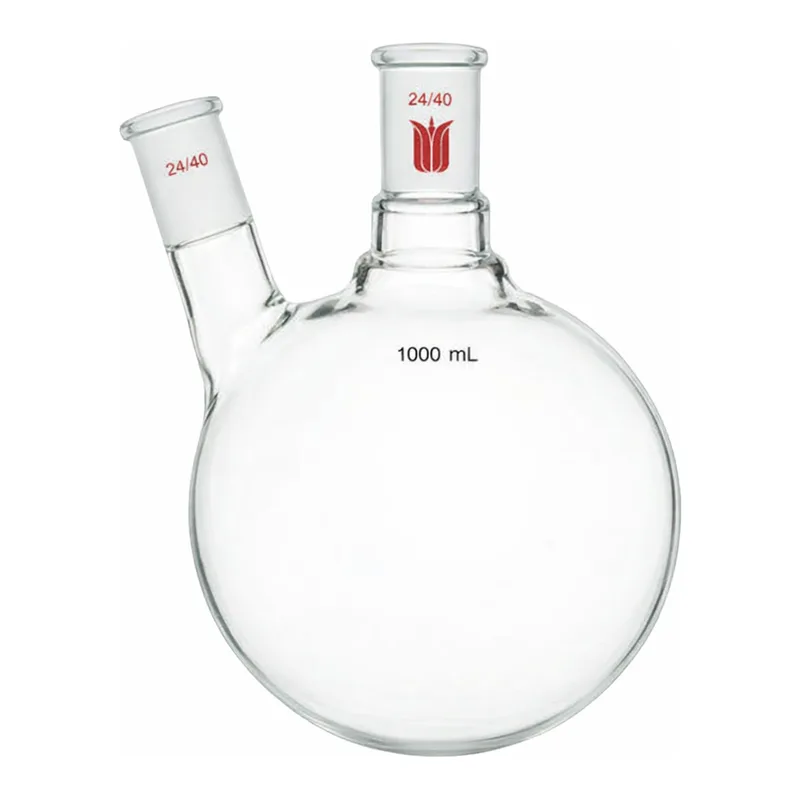 Merck Synthware two neck round bottom flask with angled side neck