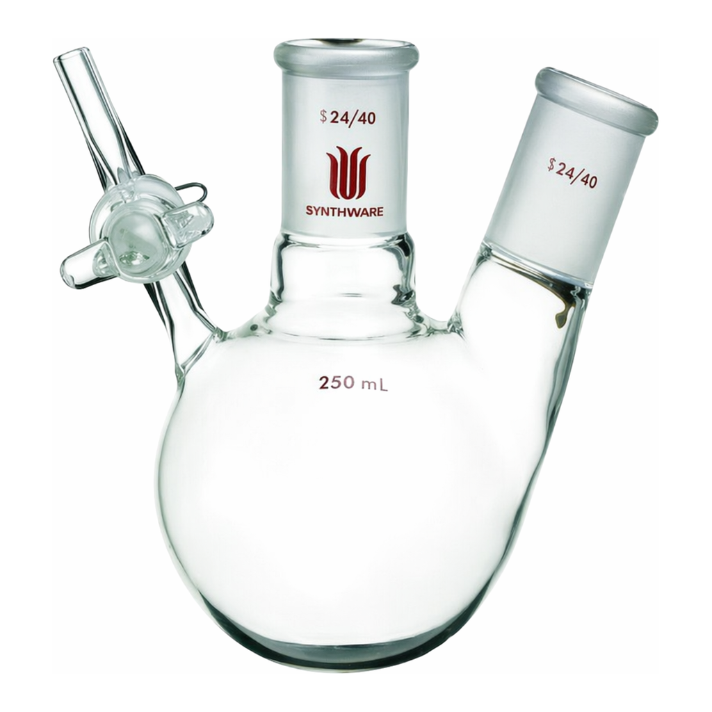 Merck Synthware two neck reaction flask with glass stopcock