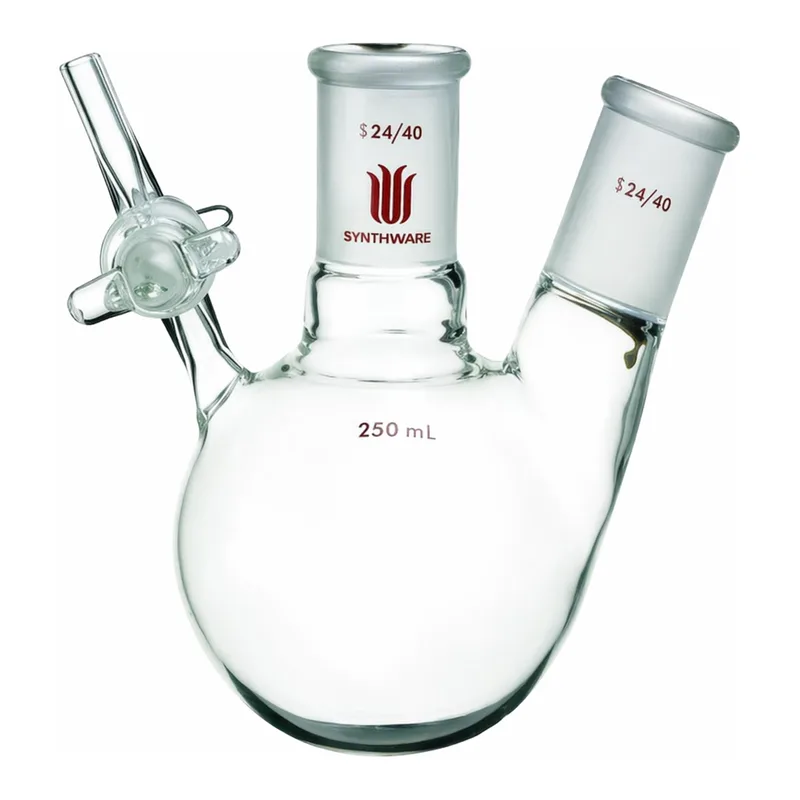 Merck Synthware two neck reaction flask with glass stopcock