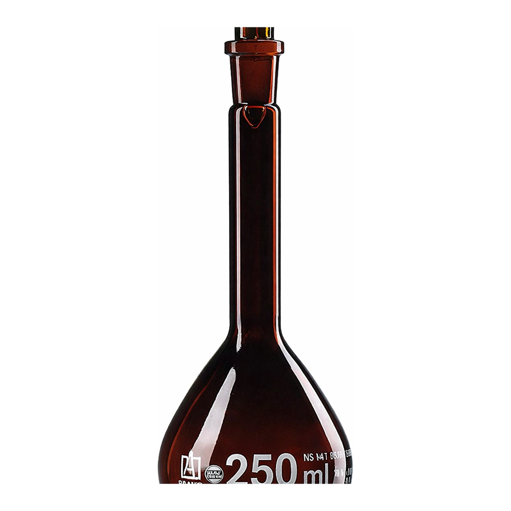 Merck BRAND BLAUBRAND volumetric flask, glass stopper, amber glass