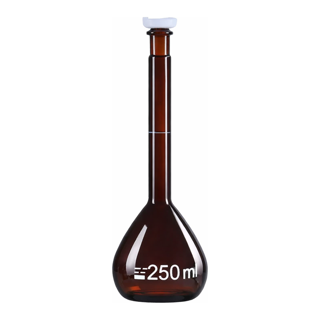 Merck BRAND BLAUBRAND volumetric flask, PP stopper, amber glass