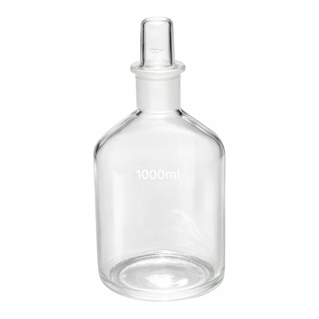 Merck Corning narrow mouth reagent bottle with Pyrex ST stopper