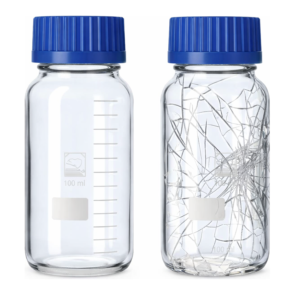 Merck Duran GLS 80 Protect wide mouth graduated laboratory bottles