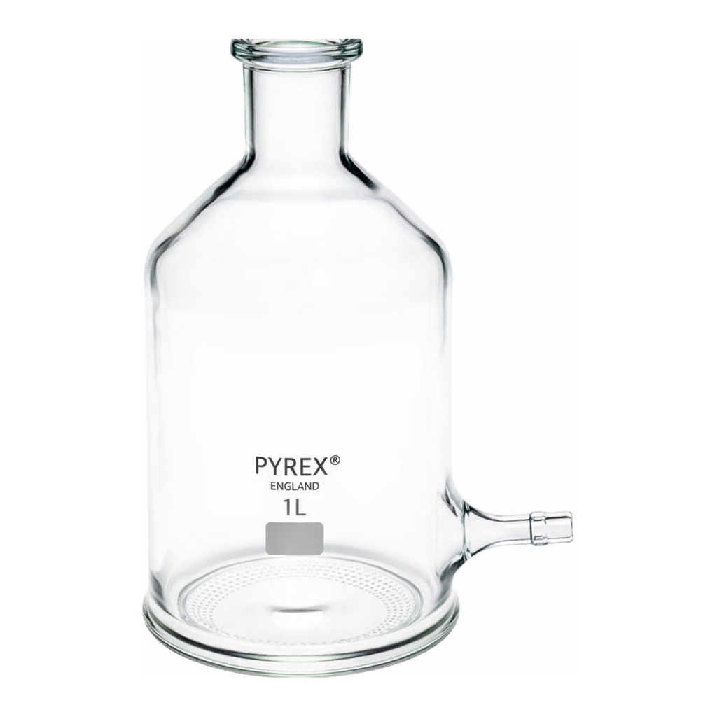 Merck Pyrex Aspirator bottles with tubing side-arm and unground neck