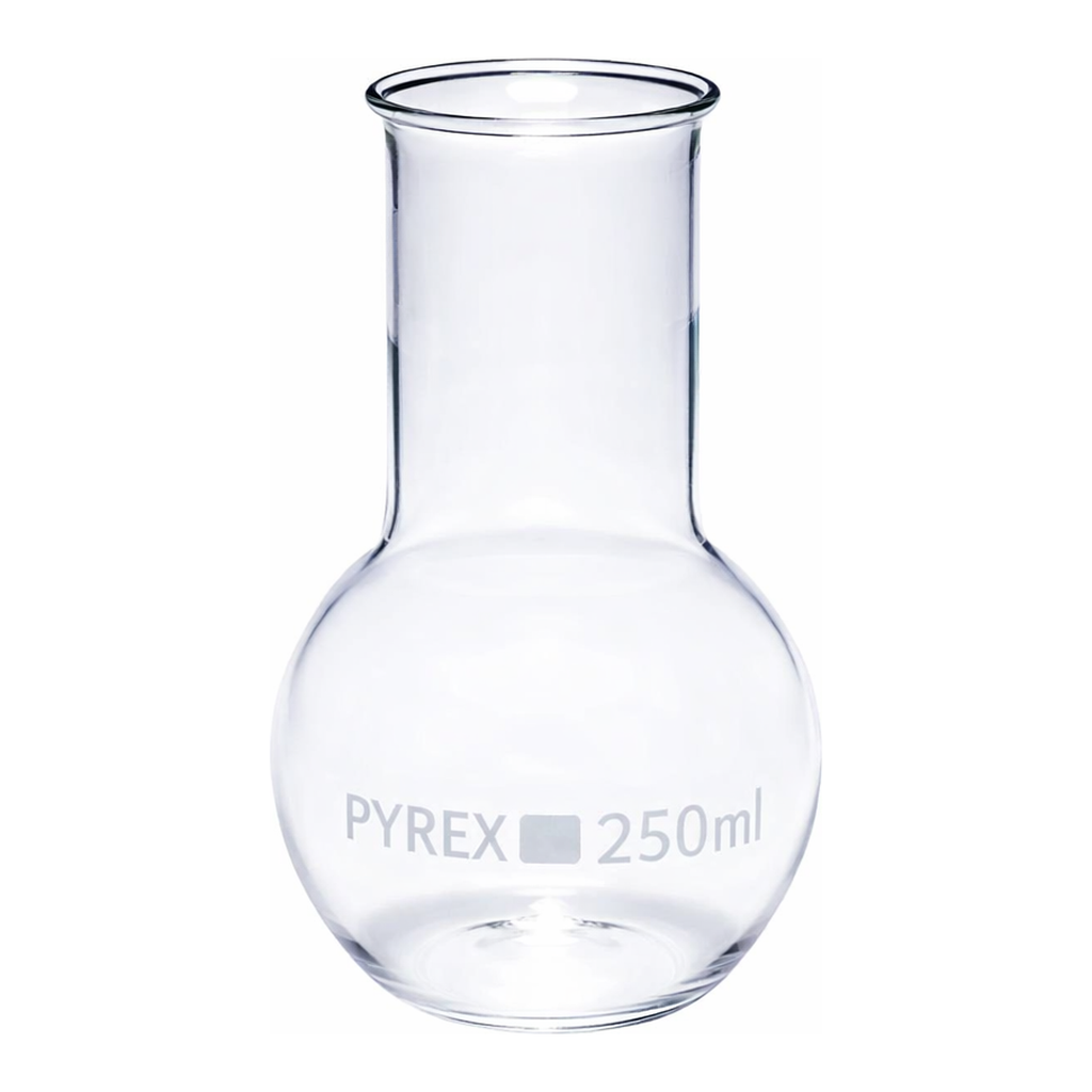 Merck Pyrex Boiling flask, flat bottom, wide neck