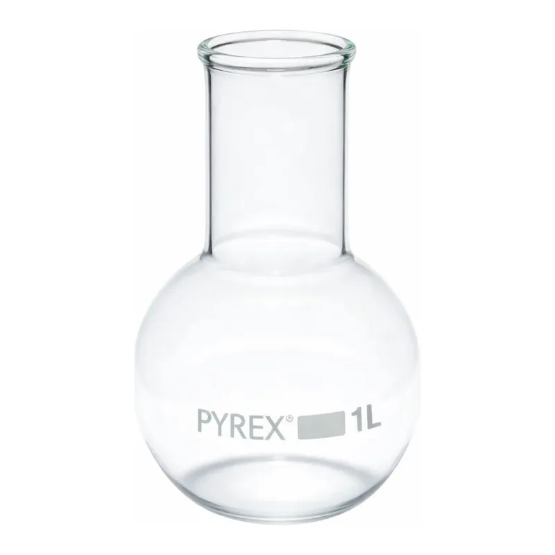 Merck Pyrex Boiling flask, round bottom, wide neck