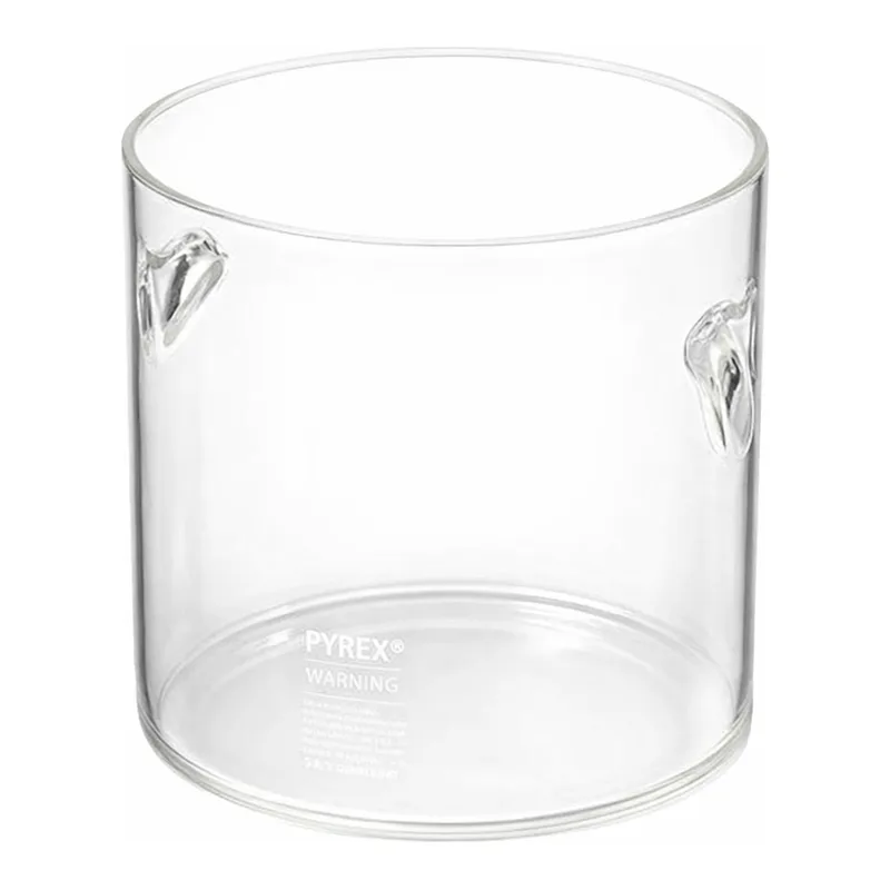 Merck Pyrex cylindrical jar with recessed handles