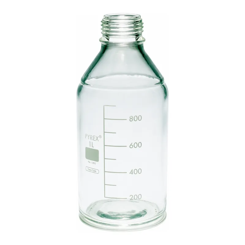 Merck Pyrex Media-Lab Bottles, plastic coated, with-out cap and pouring ring, with printed trace code