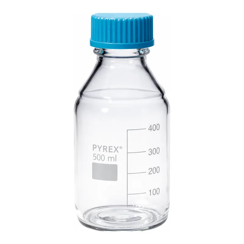Merck Pyrex Media-Lab Bottles, with cap and pouring ring, with printed trace code