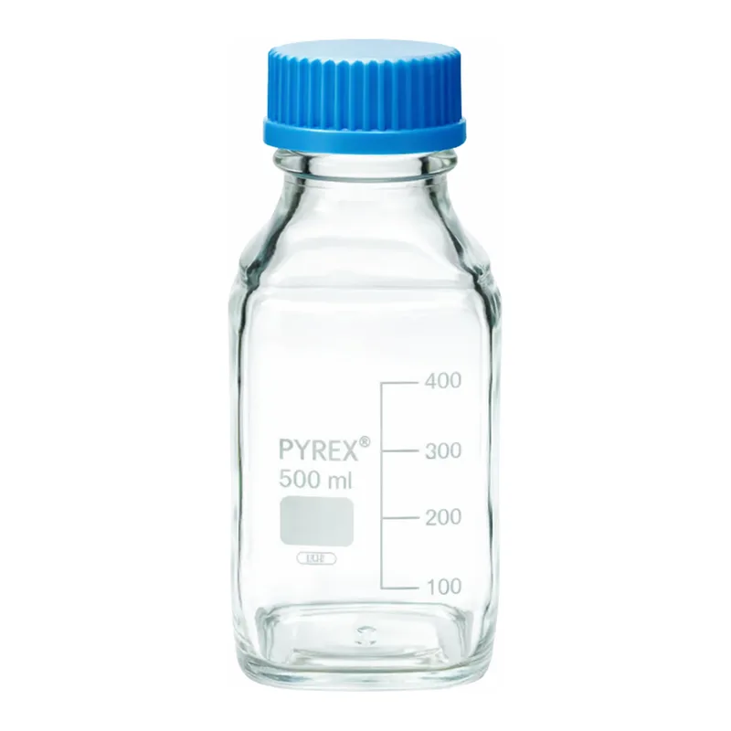 Merck Pyrex Media-Lab Bottles, square, with cap and pouring ring, with printed trace code