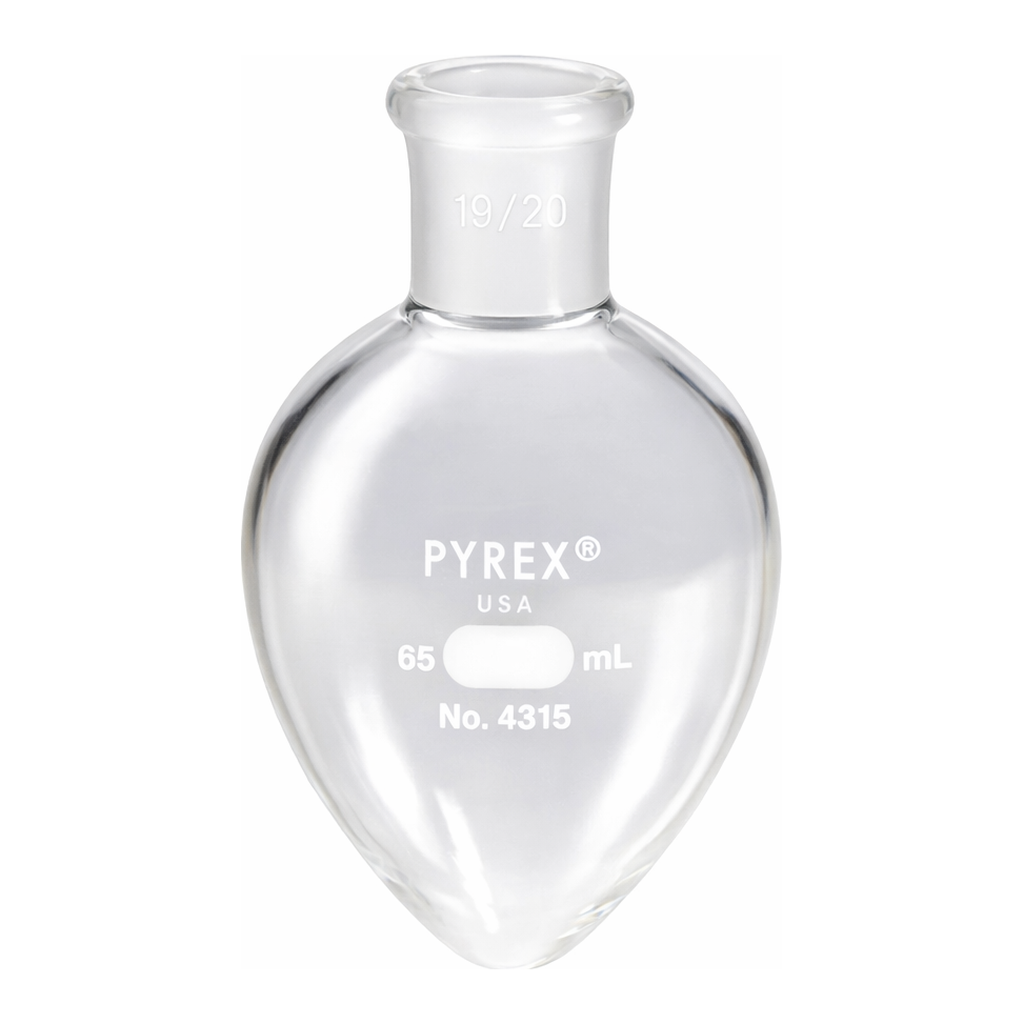 Merck Pyrex pear-shaped flask, with ST 14/20 outer joint