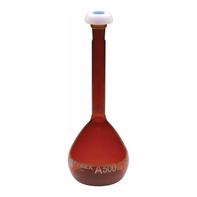 Merck Pyrex Volumetric flask, heavy duty, class A, amber, works certified, USP/ISO/DIN tolerances