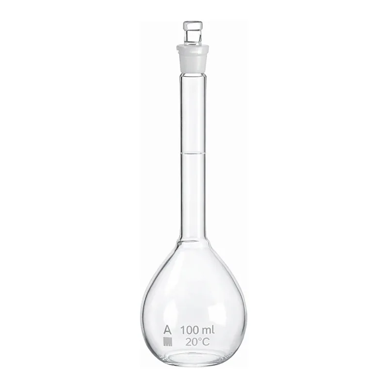 Merck Pyrex volumetric flask, certified and serialized, with Pyrex ST stopper