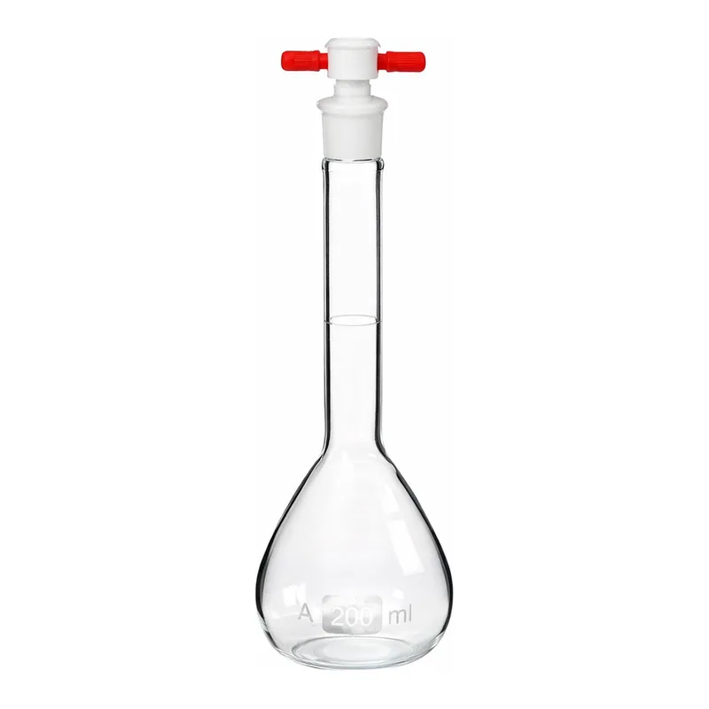 Merck Pyrex volumetric flask with PTFE stopper