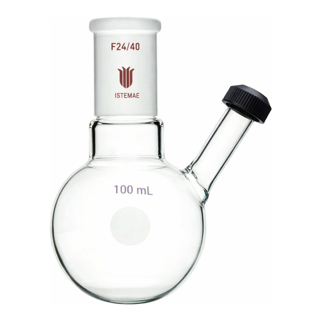 Merck Synthware round bottom flask with threaded side inlet