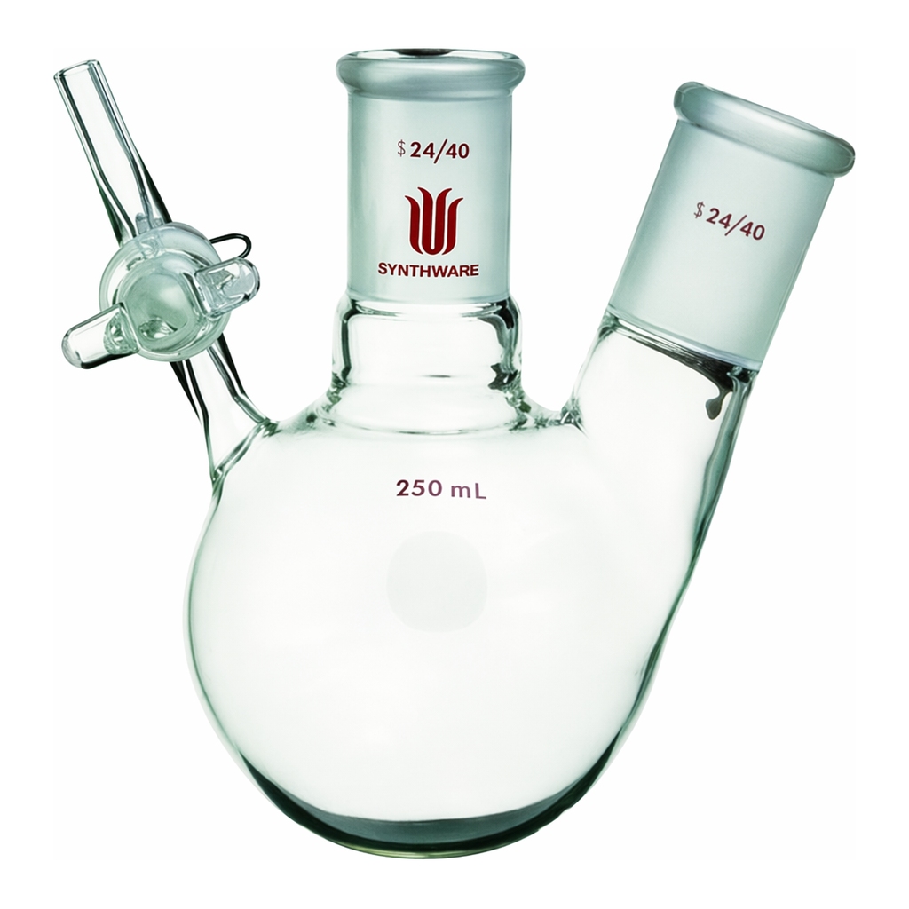 Merck Synthware two neck reaction flask with glass stopcock