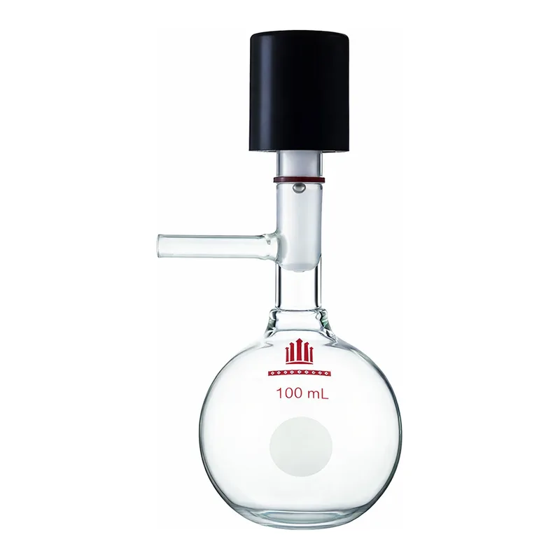 Merck Synthware storage flask with high vacuum valve and side arm