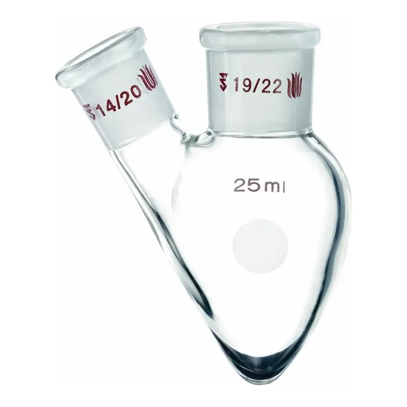 Merck Synthware two neck pear shaped flask