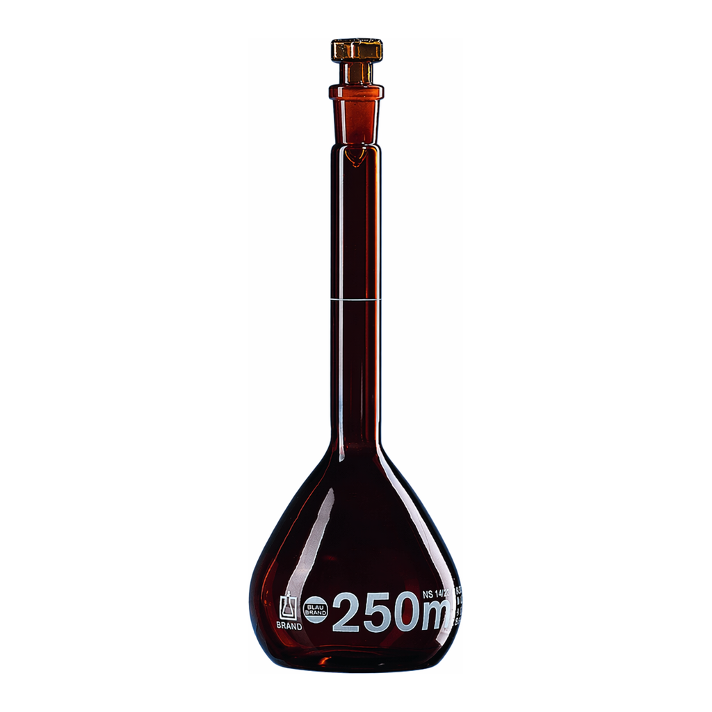 Merck BRAND BLAUBRAND volumetric flask, glass stopper, amber glass