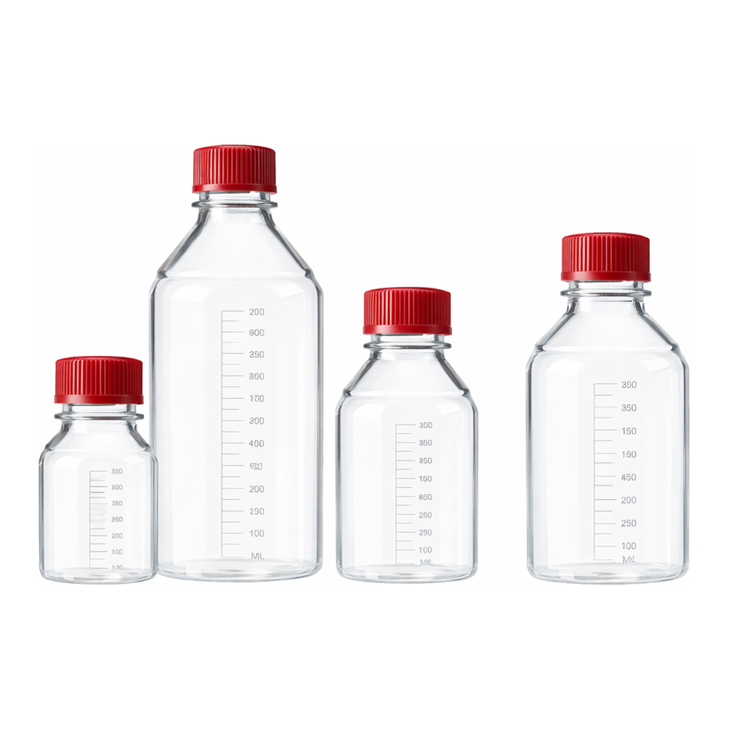 Merck Corning Costar traditional, round, plastic storage bottles