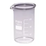 Merck Pyrex Berzelius beakers, heavy duty, tall form, with printed trace code