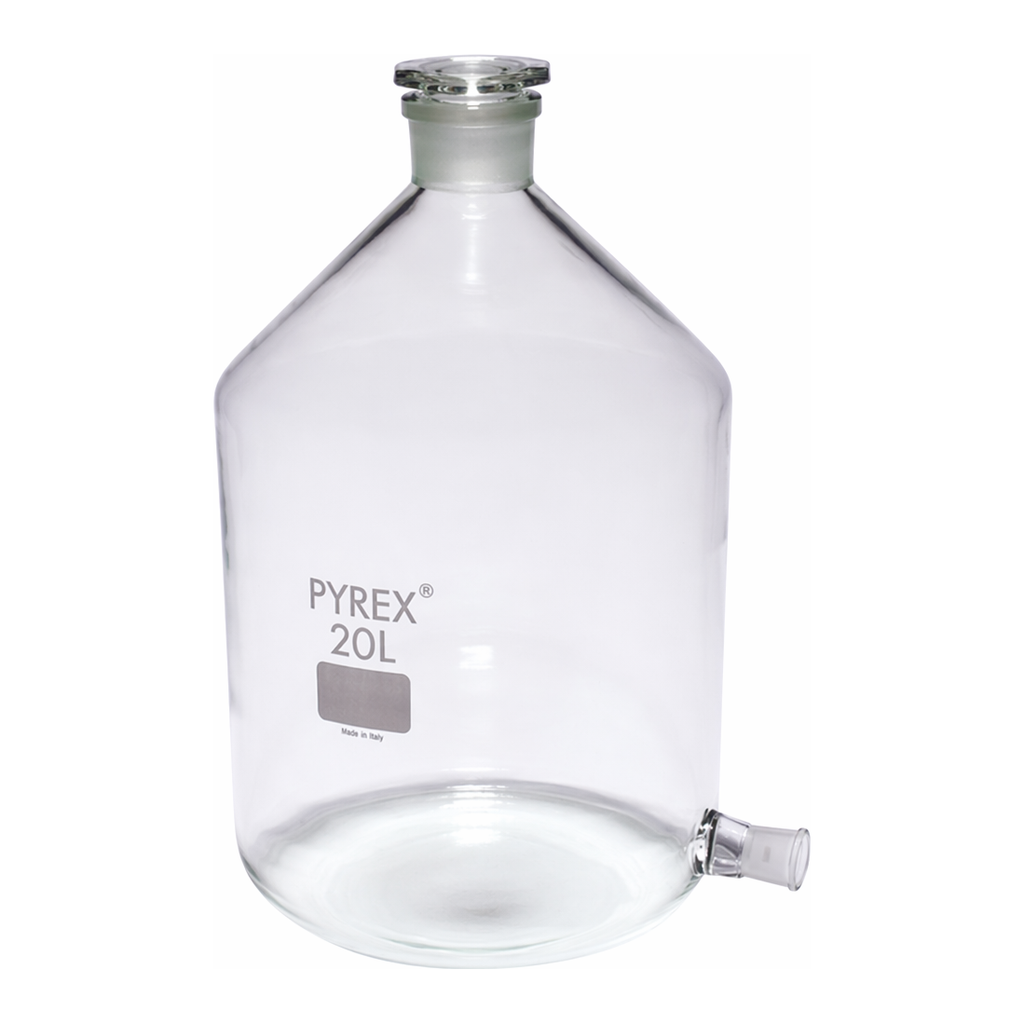 Merck Pyrex Aspirator bottles with ground glass side-socket and neck