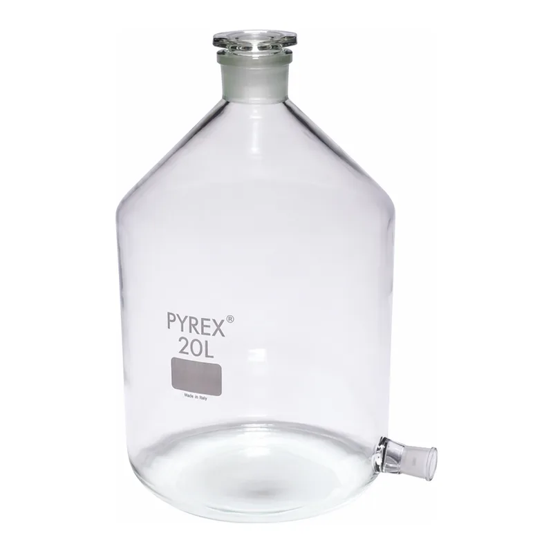 Merck Pyrex Aspirator bottles with ground glass side-socket and neck