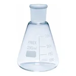 Merck Pyrex Erlenmeyer flask, graduated, ground socket