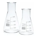 Merck Pyrex Erlenmeyer flask, wide neck, with printed trace code