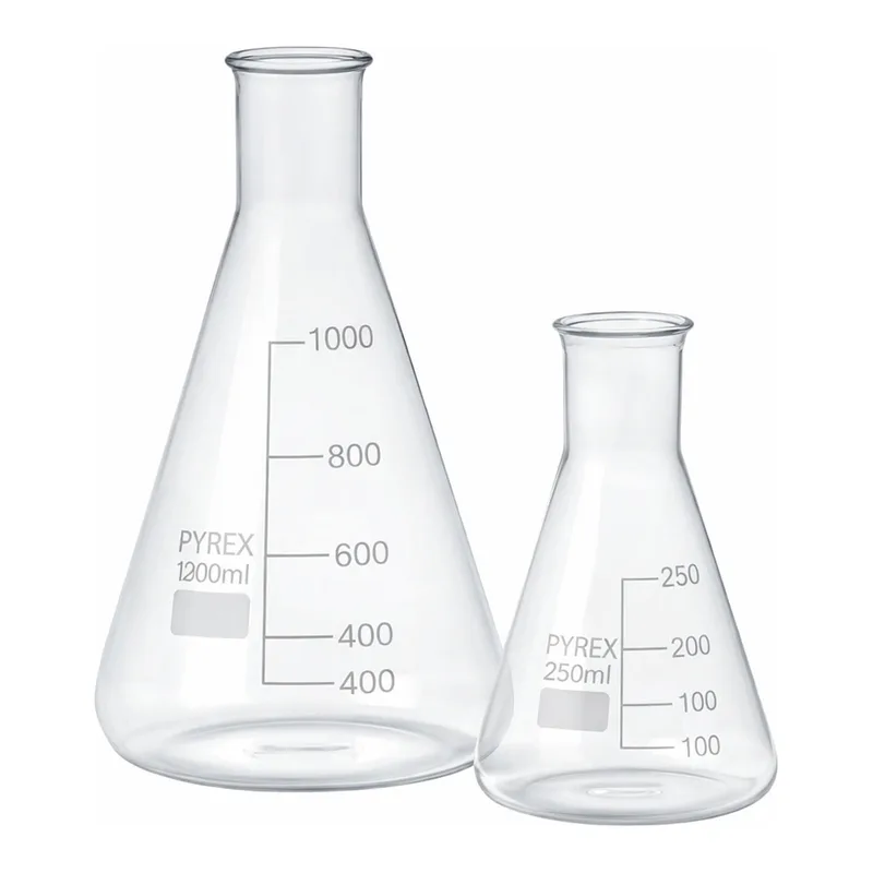 Merck Pyrex Erlenmeyer flask, narrow neck, with printed trace code