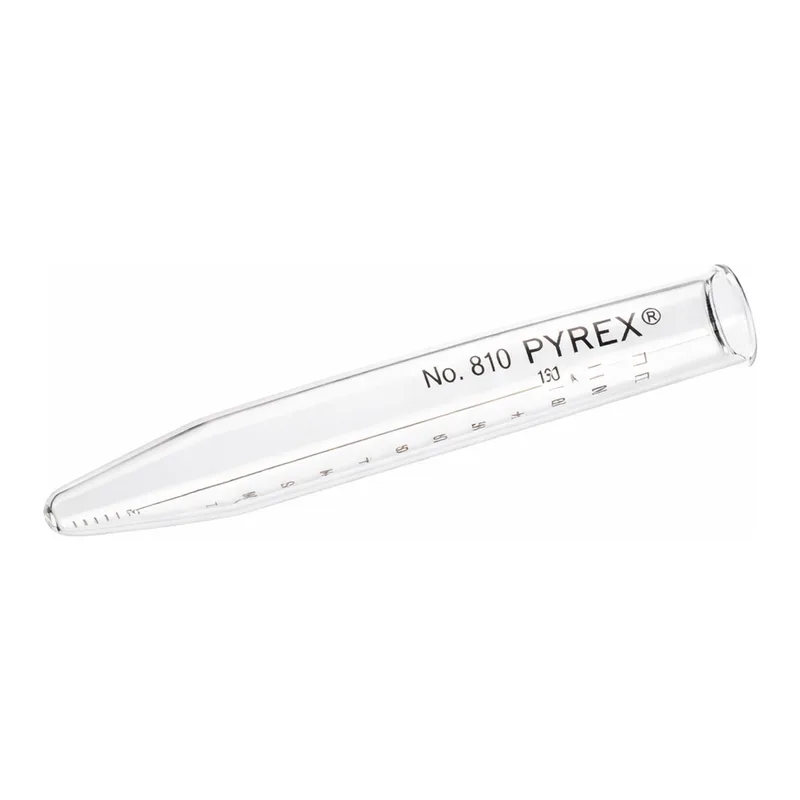 Merck Pyrex centrifuge tube with colored graduations, beaded rim