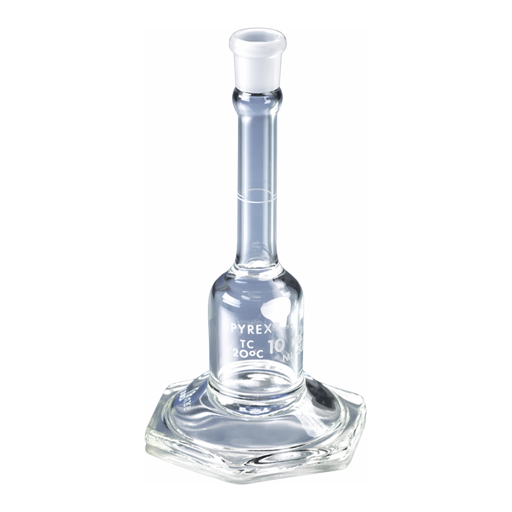 Merck Pyrex certified and serialized micro volumetric flask, with Pyrex stopper