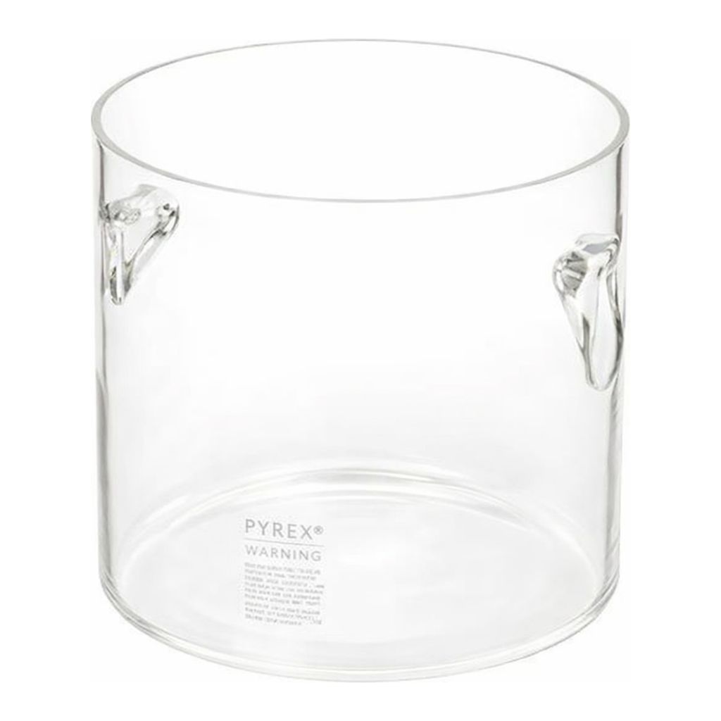 Merck Pyrex cylindrical jar with recessed handles