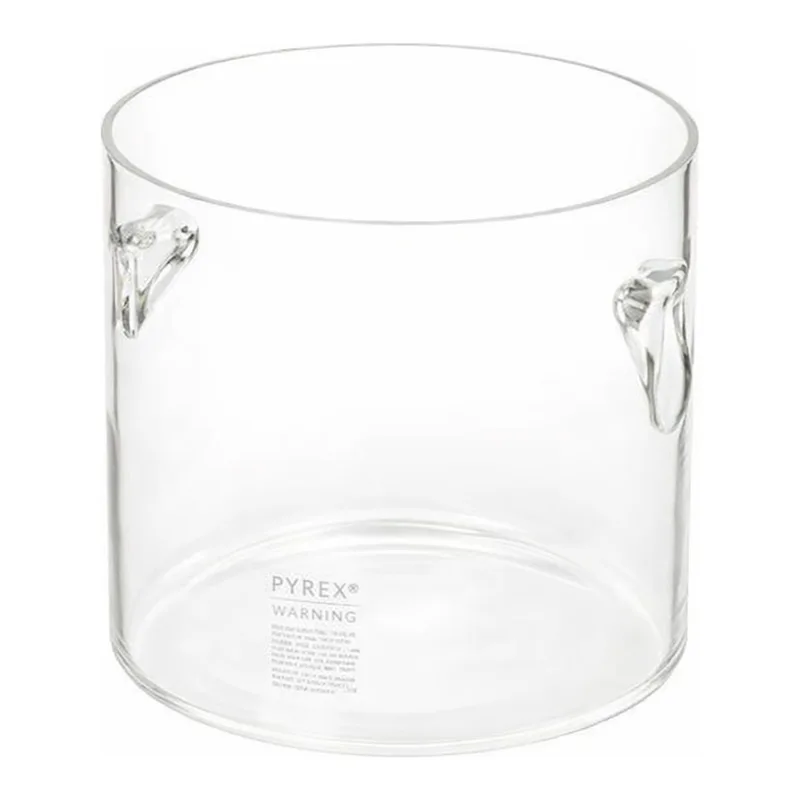 Merck Pyrex cylindrical jar with recessed handles