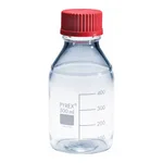 Merck Pyrex Media-Lab Bottles, with high temperature cap and pouring ring, with printed trace code