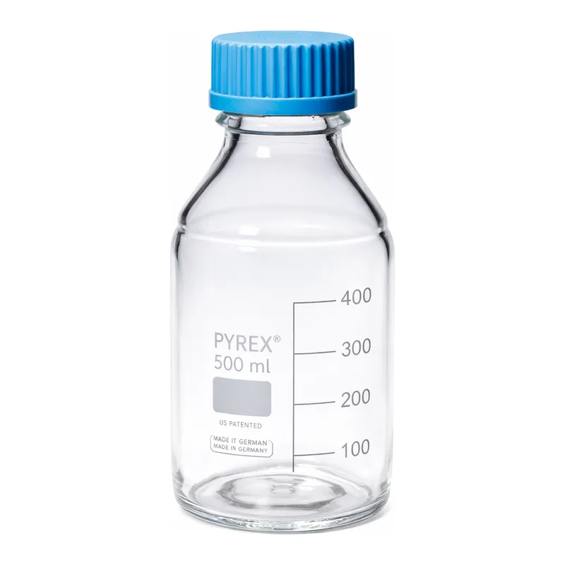 Merck Pyrex Media-Lab Bottles, with cap and pouring ring, with printed trace code