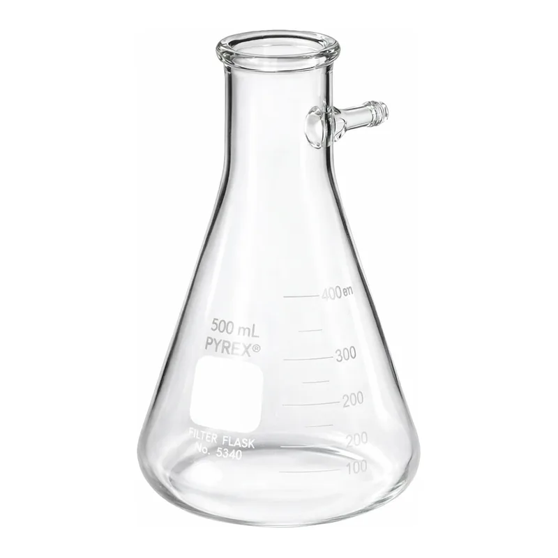Merck Pyrex heavy wall graduated filtering flask, with tubulation