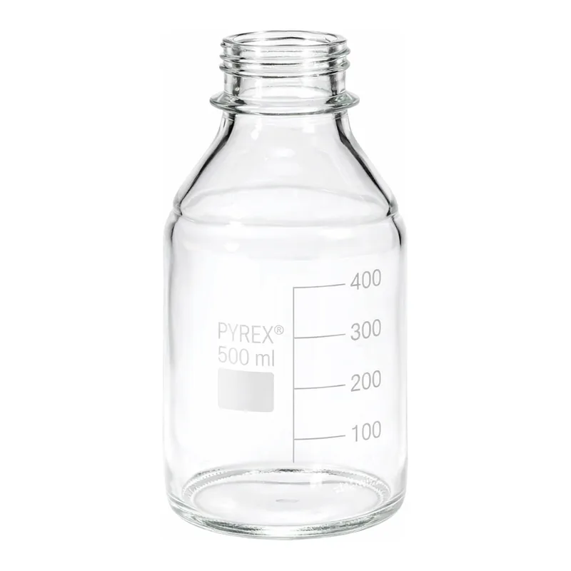 Merck Pyrex Media-Lab Bottles, with-out cap and pouring ring, with printed trace code