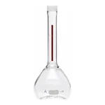 Merck Pyrex Lifetime-Red volumetric flask with Pyrex stopper