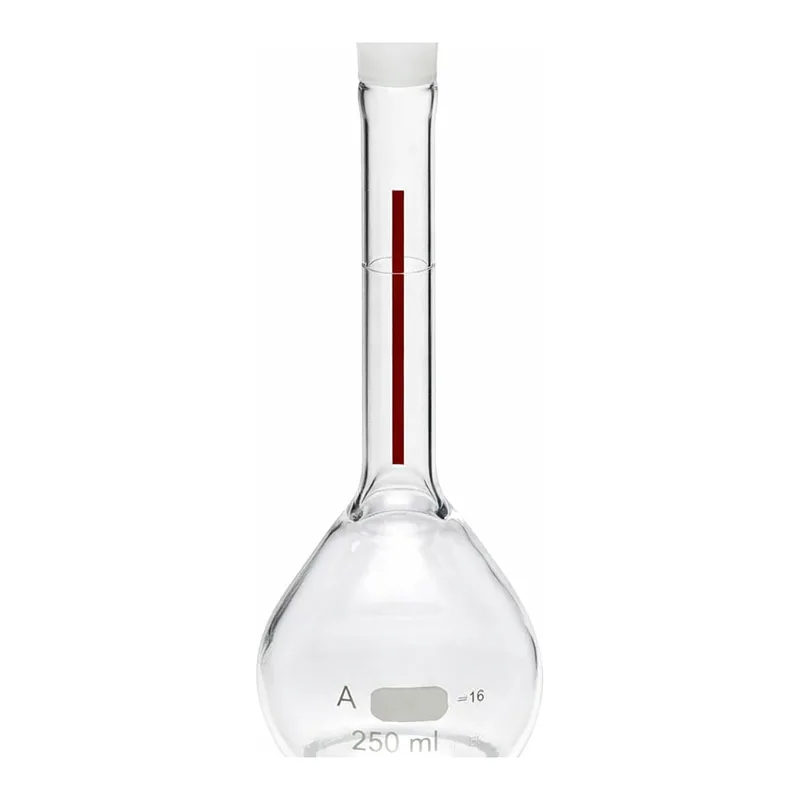 Merck Pyrex Lifetime-Red volumetric flask with Pyrex stopper